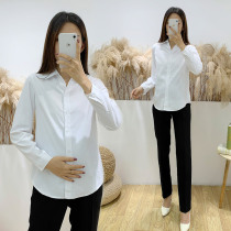Pregnant womens shirts Spring and Autumn long sleeves new tooling fashion wild white bottomed clothes large size work tide mother professional wear