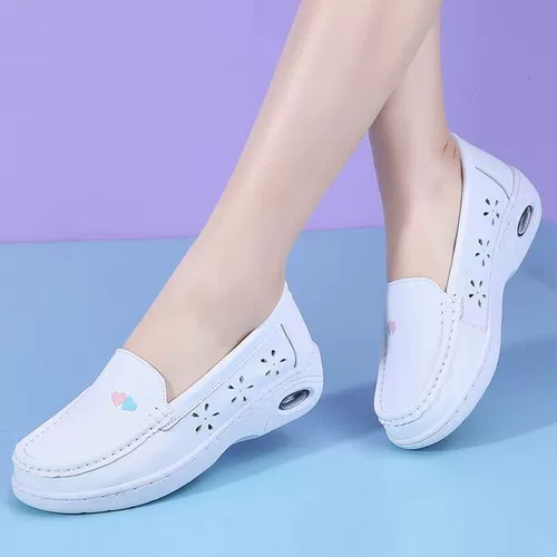 Униформа медсестры, обувь, белый кушон, летние высокие дышащие дезодорированные туфли на платформе, из натуральной кожи, мягкая подошва, против усталых ног