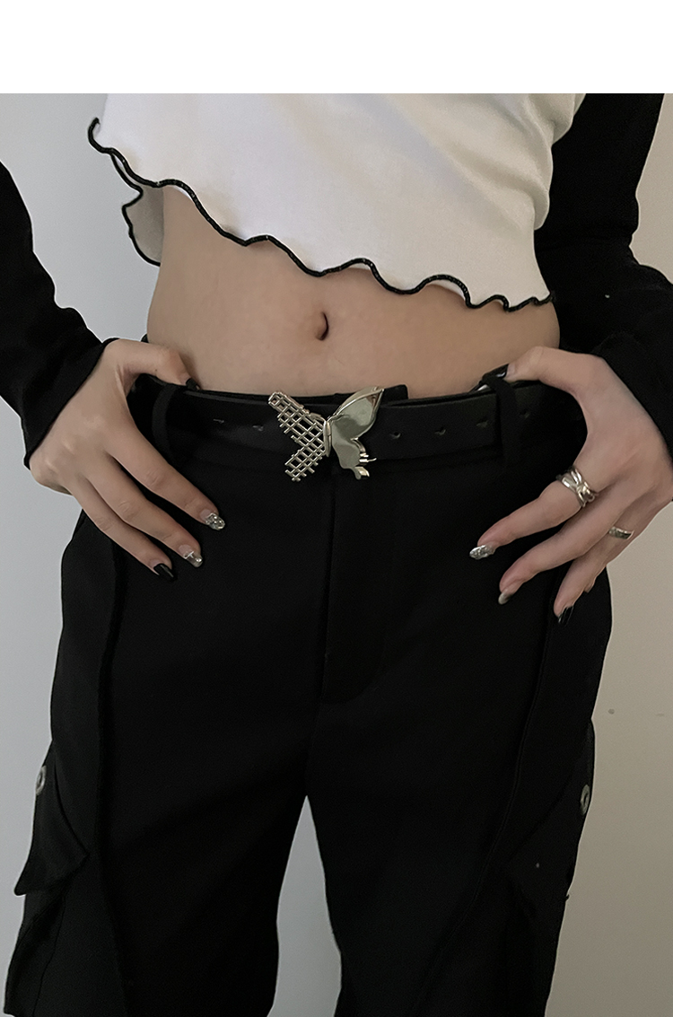 Gürtel Damen New Trim Butterfly Schwarz Vielseitiger Gürtel Jeansgürtel_voghion.com