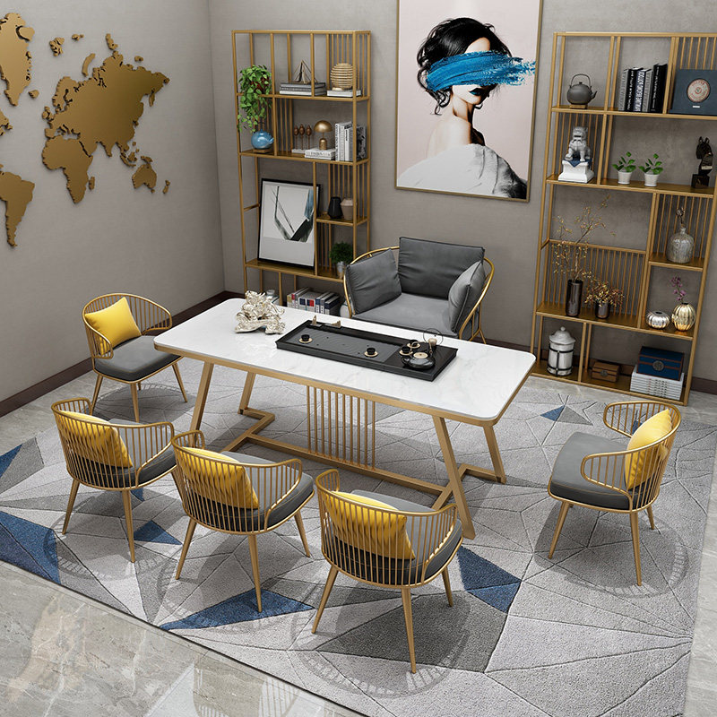 High-end custom new Chinese tea table and chair combination light luxury office tea table minimal modern tea table