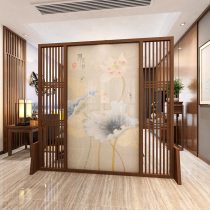 New Chinese screen partition living room bedroom barrier gate feng shui hollow solid wood custom office tea room decoration