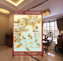 Customized Chinese Solid Wood Hollow screen partition living room feng shui Xuan closed bedroom hotel office seat screen nine fish picture