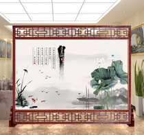 Chinese Solid Wood Hollow screen partition when the living room Xuanclosed hotel office meeting room lotus picture
