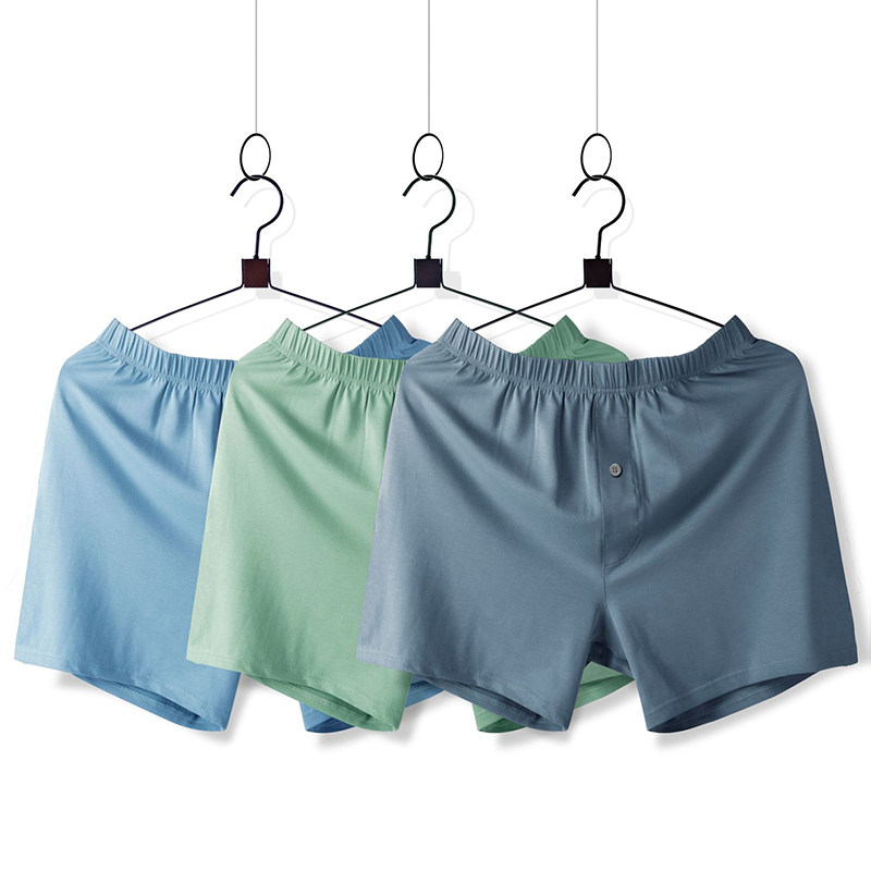 Men's Solid Color Loose Breathable Cotton Fabric Four Corners Home Pajama Pants Square Shorts Modal Arrow Pants High Elasticity