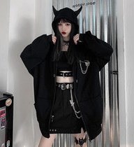 Ruibbit Spring Autumn Women Harajuku Punk Gothic Girls Black