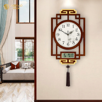 Perpetual calendar hanging bell new Chinese living room free of punch hanging wall clock home mute clock atmosphere minimalist quartz clock