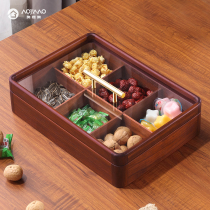New Chinese style solid wood fruit box living room coffee table square with lid compartment sealed mahogany storage box snack candy plate