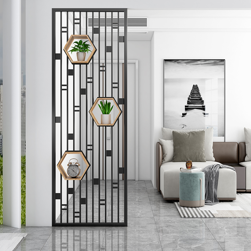 Iron metal screen partition Nordic living room light luxury grille entry porch wash table lattice hollow stainless steel