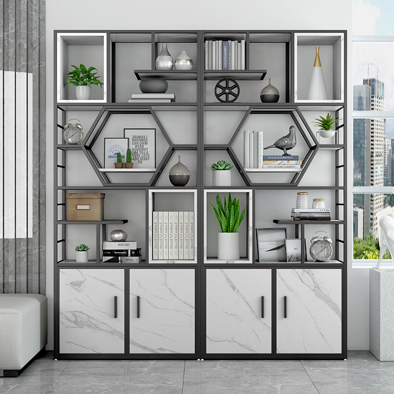 Iron art bookshelf rack floor-to-ceiling living room storage multi-layer bookcase modern minimalist Nordic office light luxury partition