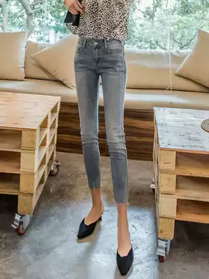 Light Blue Jeans Women Summer Thin Straight Small Foot ankle-length pants Slim Wash Stretch Pencil Pants