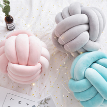 Xiaowan Jiabuo style knotted pillow round creative cute sofa pillow ins simple decorative pillow accessories