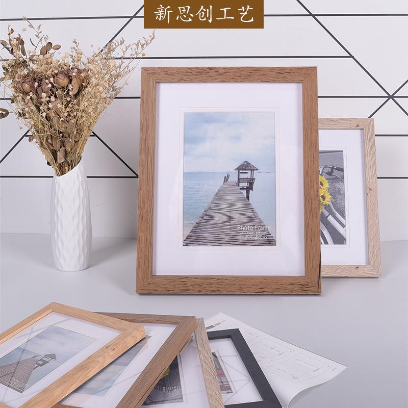 Simple MDF wooden photo frame table 5 6 7 8 inch A4 retro photo hanging wall cardboard factory custom logo