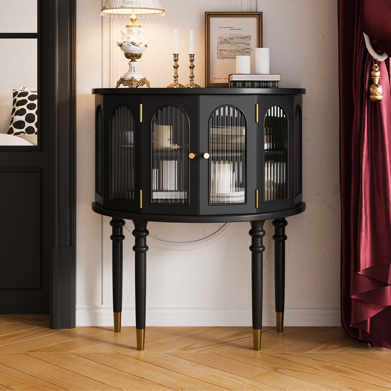Medieval Xuanguan Table Law style Xuanguan cabinet Retro Roman side cabinet ultra narrow entrance hallway cabinet solid wood black dining side cabinet-Taobao