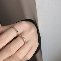 South Korean high-end rose gold ring womens small crowddesign light extravagant and lukewarm wind not dropping color Ins tide delicate index finger ring