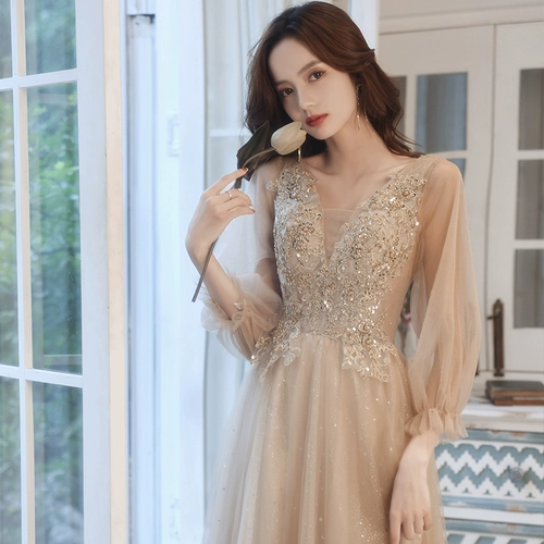 Элитное платье подружки невесты, цвета шампанского, изысканный стиль, подходит для подростков, размер