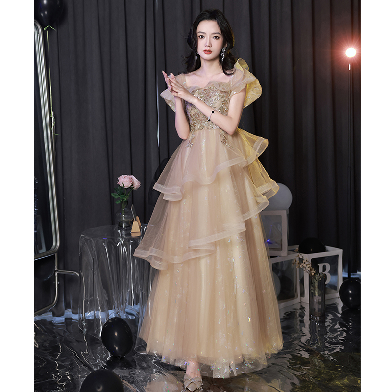 Champagne-Colored Hostess Banquet 18-Year-Old Girl Coming-Of-Age Ceremony Annual Party Evening Dress Light Luxury High-End Art Exam Sophisticated Feel