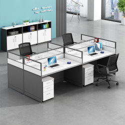 Office Staff Desk and Chair Combination Simple Modern Staff Station Screen Deck Four or Six Person Computer Desk