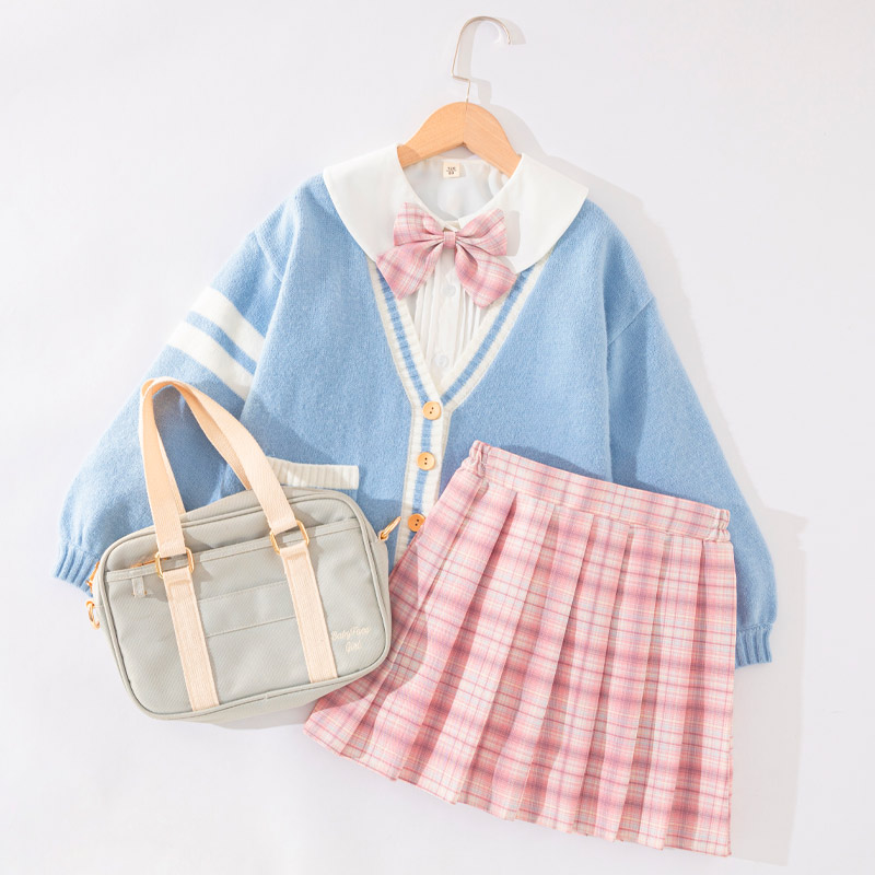 Children's jk uniform genuine girls autumn and winter school dress skirt suit Autumn 10-year-old long-sleeved winter school uniform lattice skirt