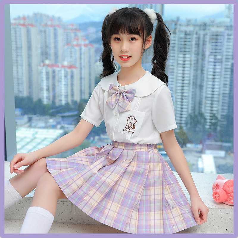 jk uniform skirt genuine suit Full set of girlfriends summer clothes Children's college style class clothes Autumn and winter girls 12-year-old skirt