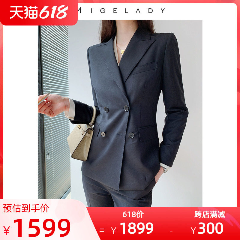 97% Fine Spinning Wool Advanced Plaid Suit Jacket Woman dress interview suit to work Temperament Goddess Van 176