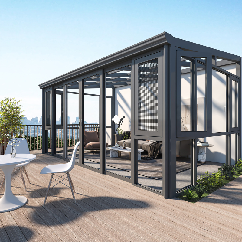 Likaicheng High-end custom sound insulation and heat insulation villa glass outdoor greenhouse aluminum alloy doors and windows sealed balcony - Taobao