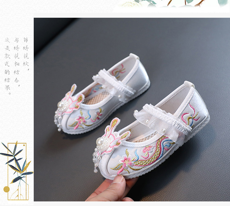 春秋女童绣花鞋古风儿童汉服鞋古装老北京手工布鞋中国风马面裙鞋 — 26