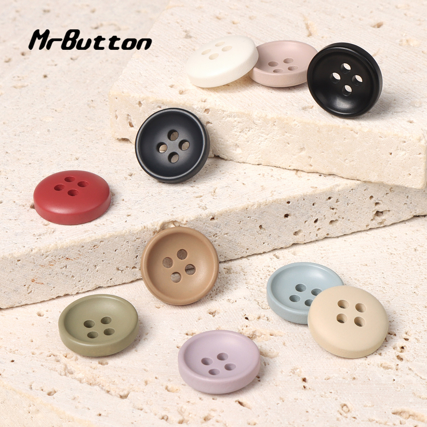 MR BUTTON 彩色树脂四眼纽扣高档男女衬衫毛衣短袖开衫百搭小扣子