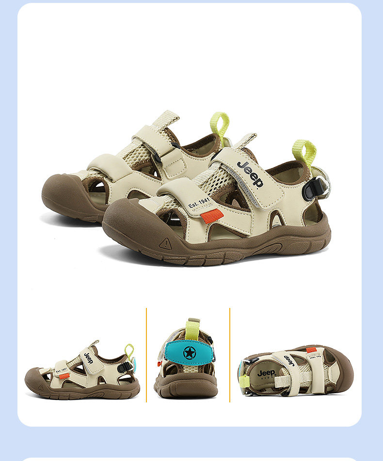 Jeep Children's Closed-Toe Sandals for Boys, Summer Water Shoes, 2026 New Model, Suxi Shoes for Girls, Non-Slip Beach Shoes — 35