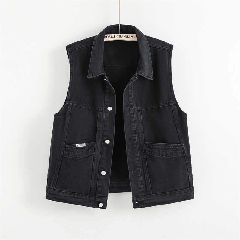 Unisex Vest New Style Spring Autumn Summer Casual Denim Vest Loose Versatile Jacket Black Sleeveless Top Unisex Vest New Style Spring Autumn Summer Casual Denim Vest Loose Versatile Jacket Black Sleeveless Top