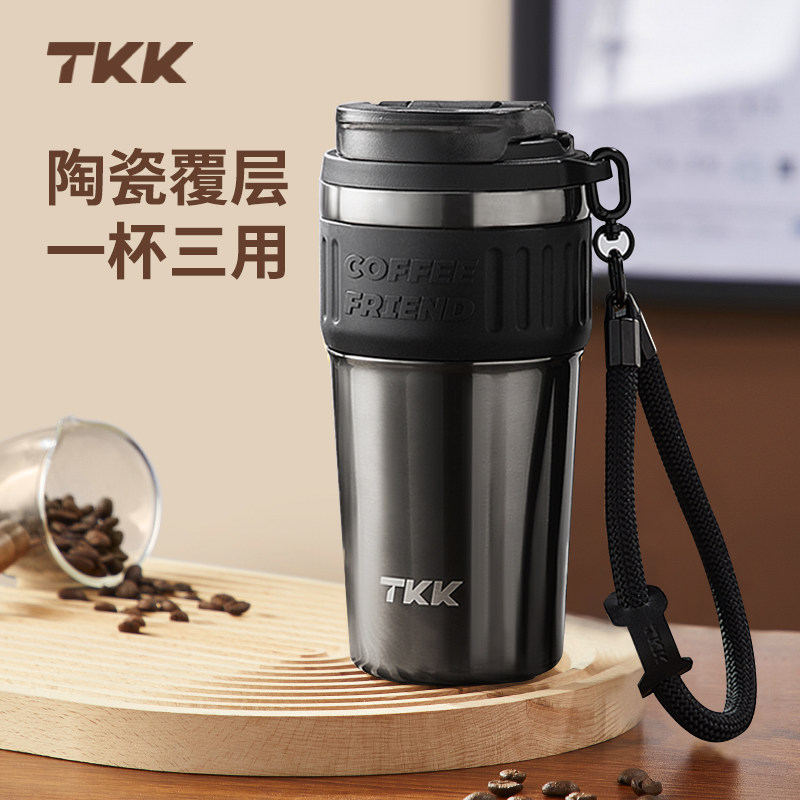 TKK hot-up pottery cognac cup for a man with a car with a cold, stainless steel straw glass.