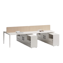 Staff Desk Composition 6 Four 4 6 places Double Face Office Staff Screen White Desk
