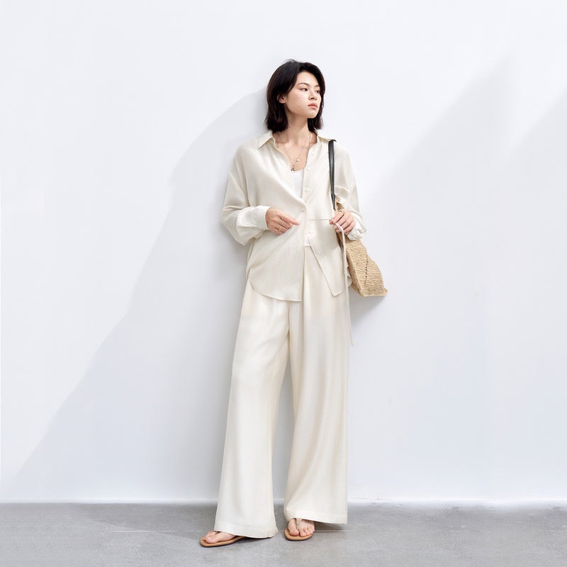 90g Soft Mist Breathable Hazy Tie-Up Shirt, Light and Flowing with a Subtle Pearlescent Effect, Minimalist Silhouette Sun Protection Jacket