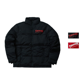 [THRASHER Official] Вязаная куртка-пуховик HomeTown с огненным принтом, теплая хлопковая куртка, куртка