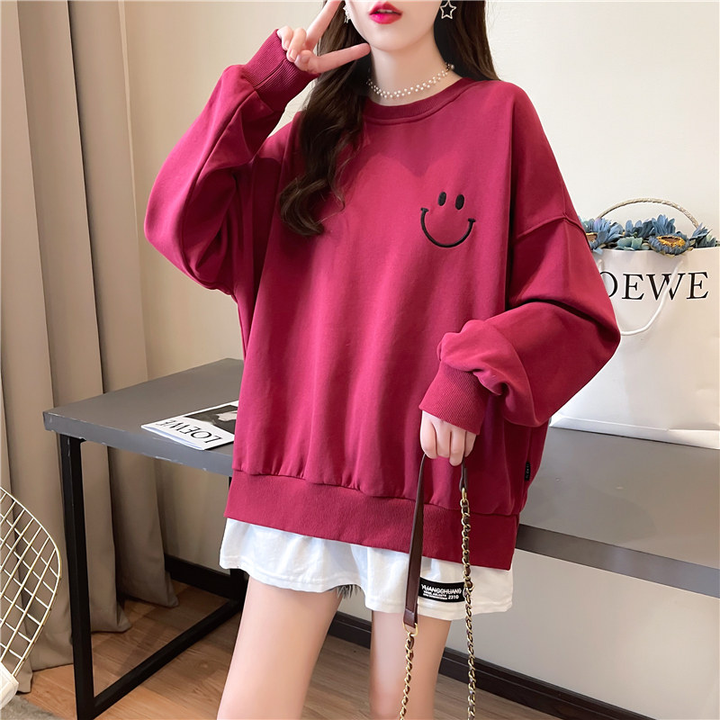 Pregnant woman Spring and autumn money 2022 new thick cotton T go out fashion net red T-shirt large size female spring autumn season with undershirt blouses