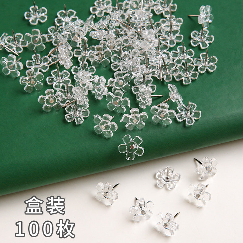 Teenage Girl Hearts Cute Plum Blossom Shaped Small Number of transparent artificial words Nail Cork Card Teachers Kindergarten Decoration Tool General Message Painting Drawing nail 100 wooden planks by nail-Taobao