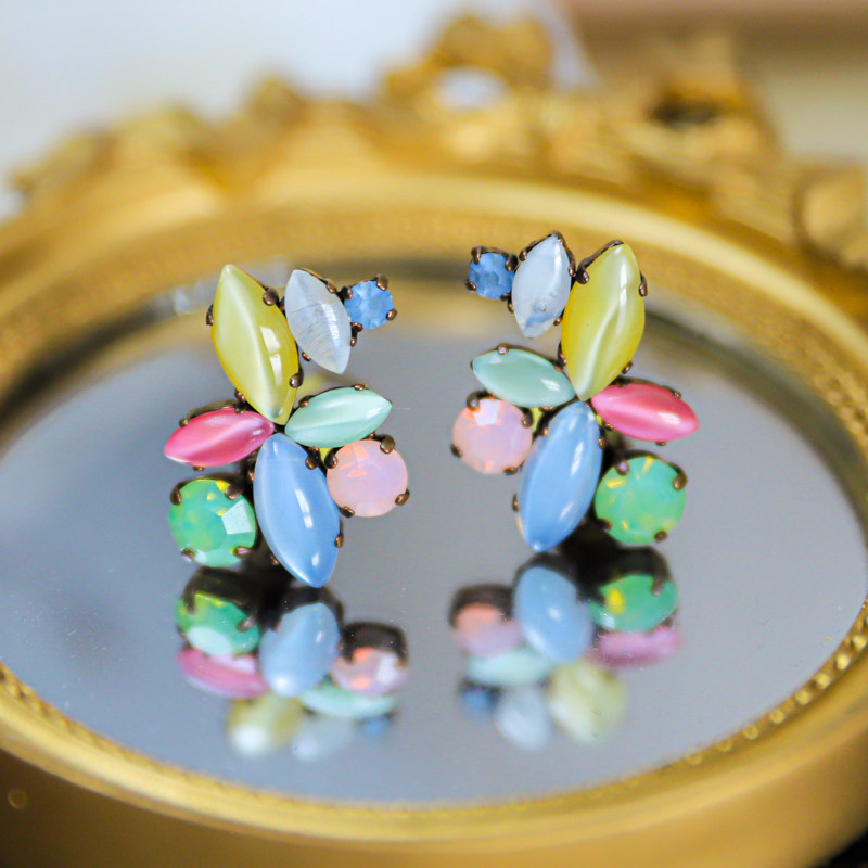 Lombardy Vintage France 60s Candy light sensation fresh coloured glazed antique clamp refined ear clamp
