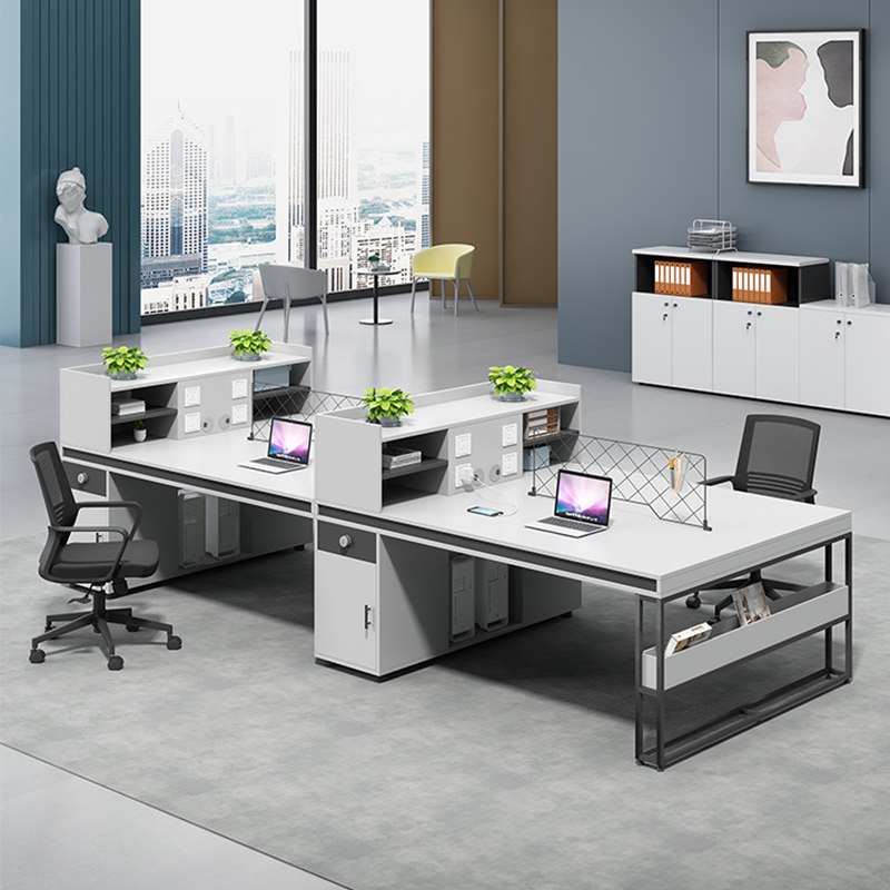 Light Extravagant Staff Desk Chair Combination Brief Modern 4 6 Double employee card holder Finance room furniture desk