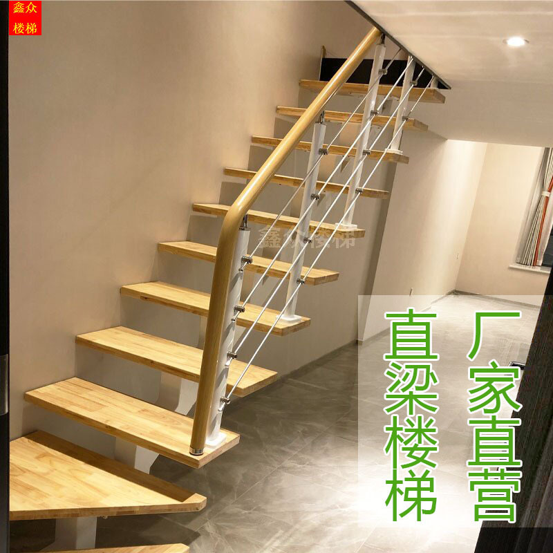 Duplex Apartment Loft with Circular Spiral Straight Beam Aluminum Art Glass Iron Art Steel Wood Natural Wood Tread Stairs Including Installation