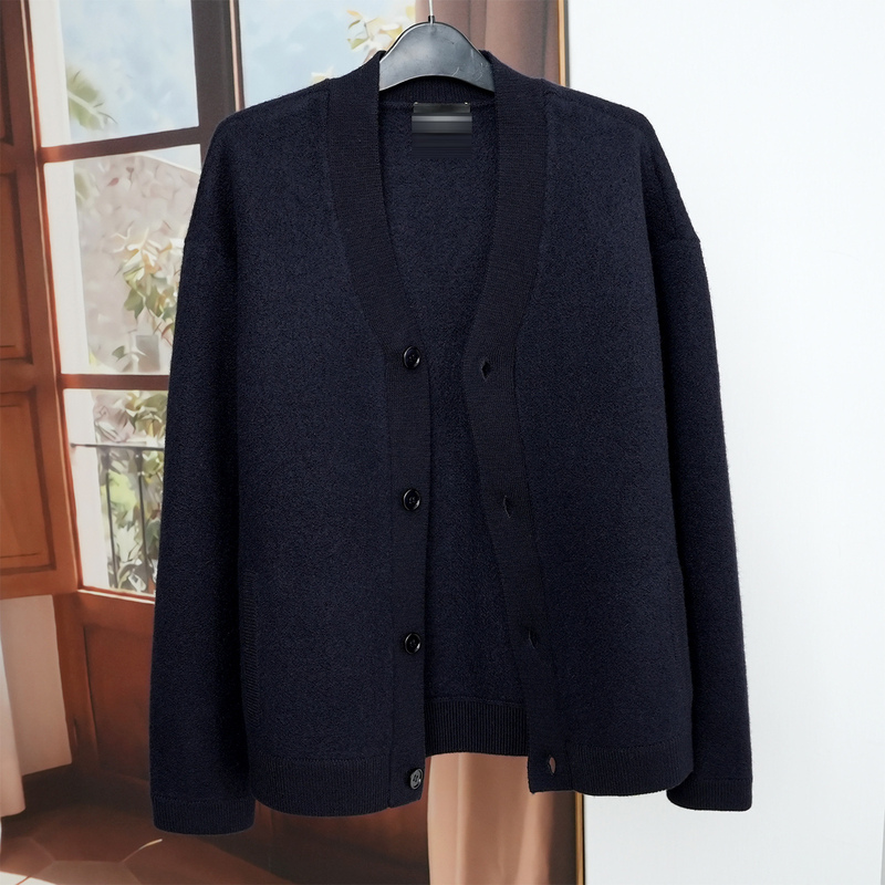 Nuancy New a Eagle Old Money Style Low-Key Luxury Men's V-Neck 100% Heat-Shrinkable Wool Thickeneded Warm Sweater Jacket Nuancy New a Eagle Old Money Style Low-Key Luxury Men's V-Neck 100% Heat-Shrinkable Wool Thickeneded Warm Sweater Jacket