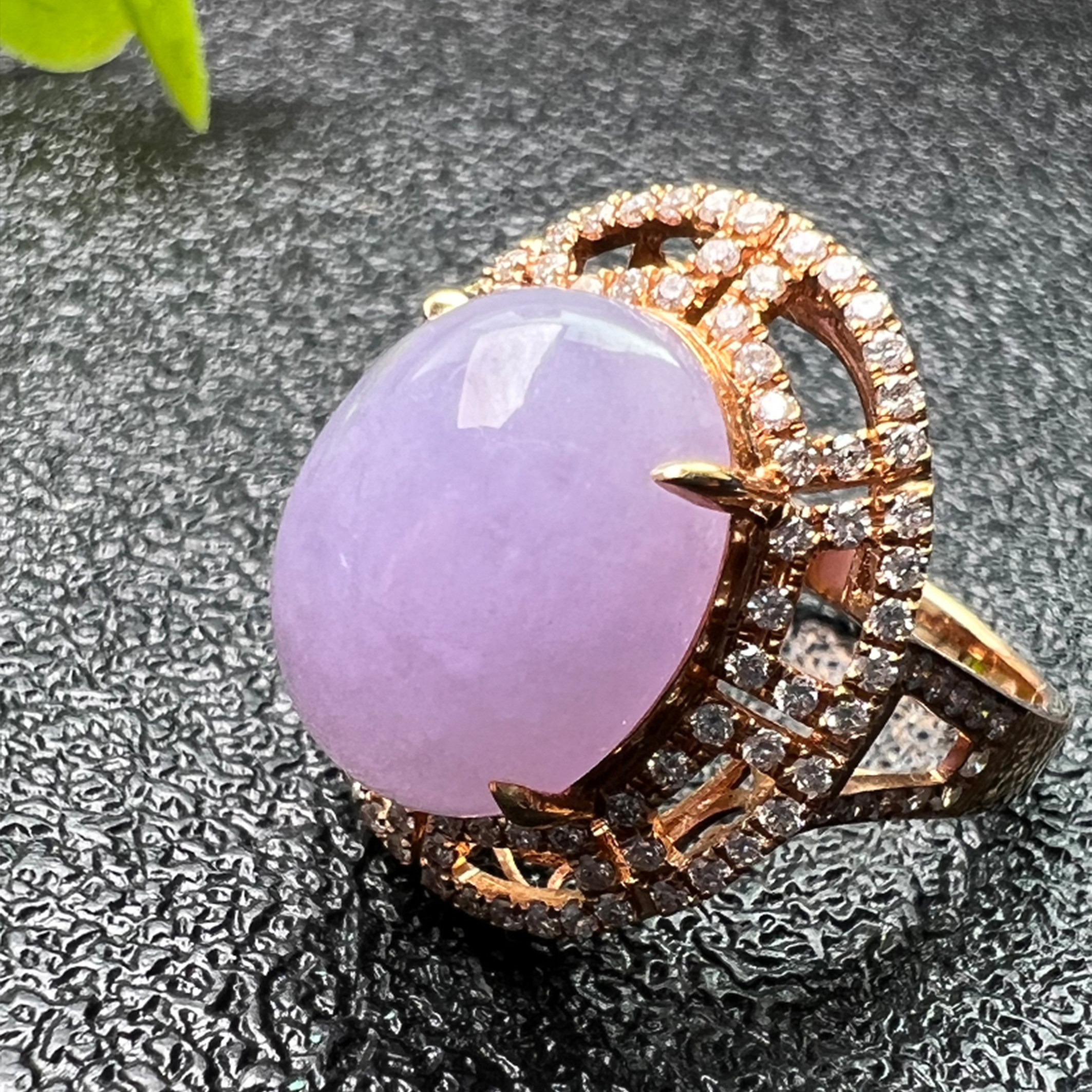 Color Yunnan Myanmar A - cargo natural emerald belt certificate 18k gold inlaid glutinous ice violet ring