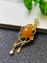Colorful Yunnan Burma A goods natural jadeite with certificate 18K gold ice yellow jadeite inlaid pendant