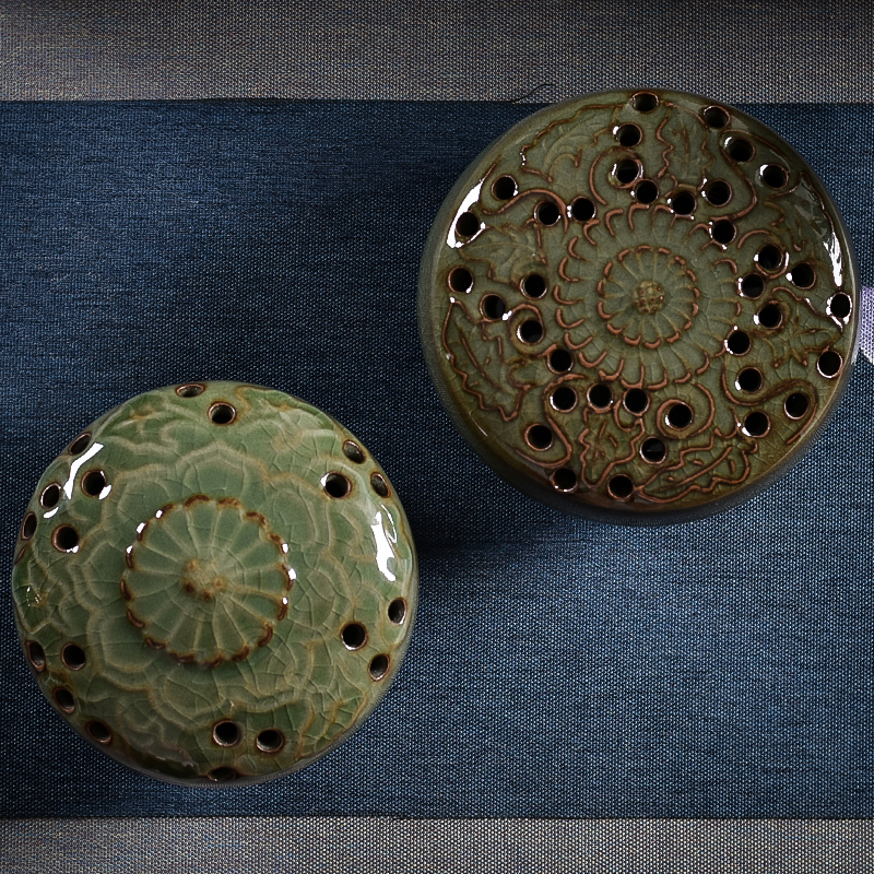 Longquan Incense Furnace Incense Household Indoor Handmade Ceramic Carved Firewood Burning Iron Tire Antique Glass Glaze Sinking Pan Sandalwood Furnace