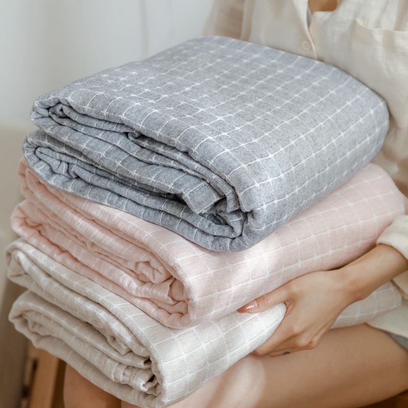 三层全棉纱布被子大人午睡沙发盖毯子夏季薄款毛巾被纯棉单人床单