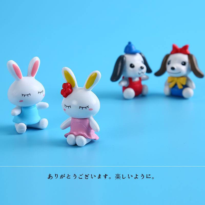 Japanese-style simulation cute small animal couple dog couple rabbit mini bunny puppy doll model decoration gift