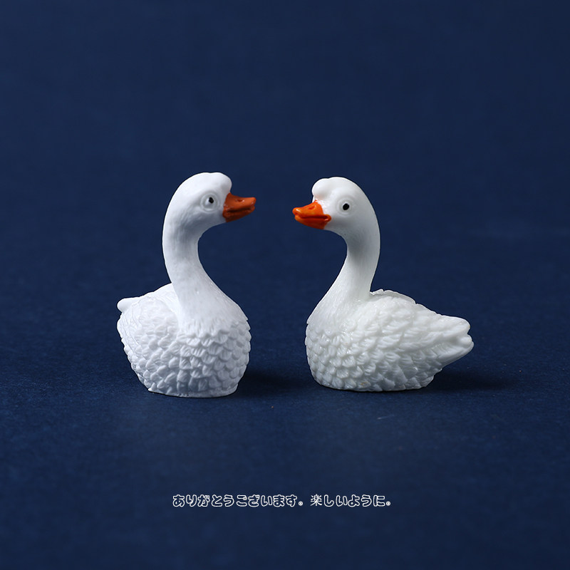 Simulation animal static model mini white goose pretending to be a family wine duck micro landscape sand table miniature scene small ornaments