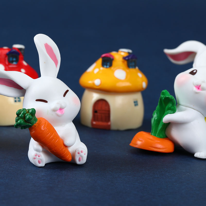 Simulation animal cute little white rabbit model miniature miniature rabbit small rot micro landscape small ornament static doll