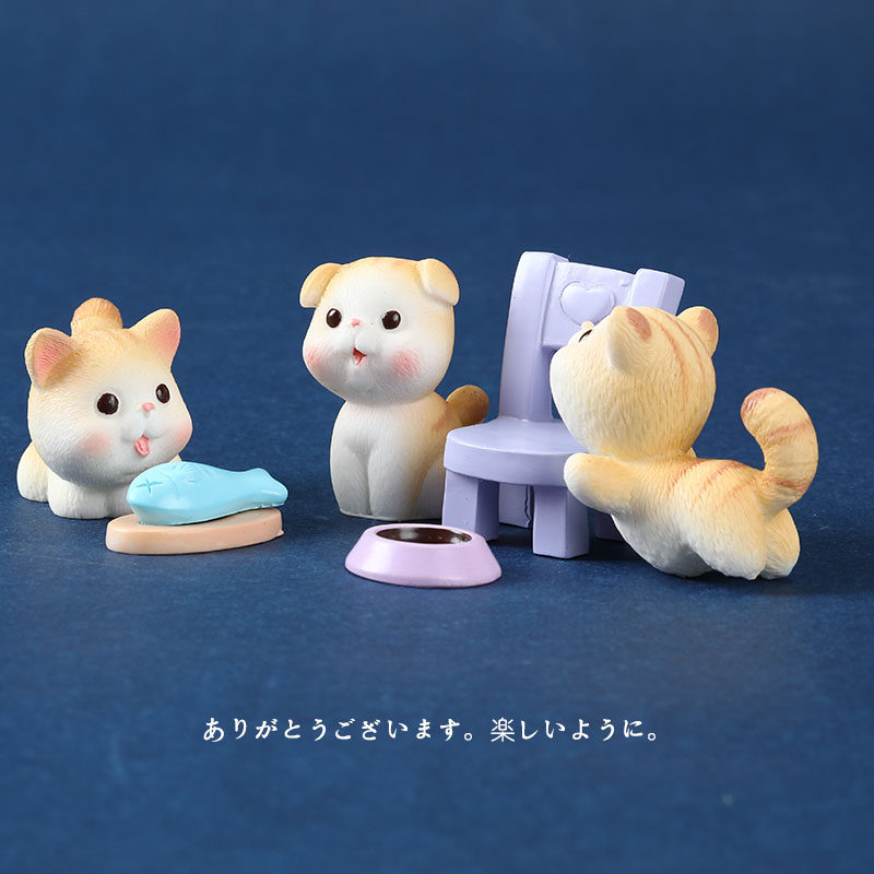 Cute kitten miniature miniature simulation cat model small fish micro landscape cartoon small animal pet decoration decoration