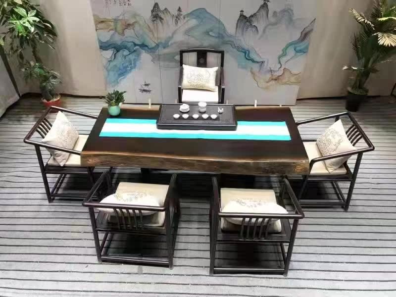 200*94*10 large board with a pair of I-shaped brackets, flat-headed official hat chair, Zen chair, double-drawer tea cabinet