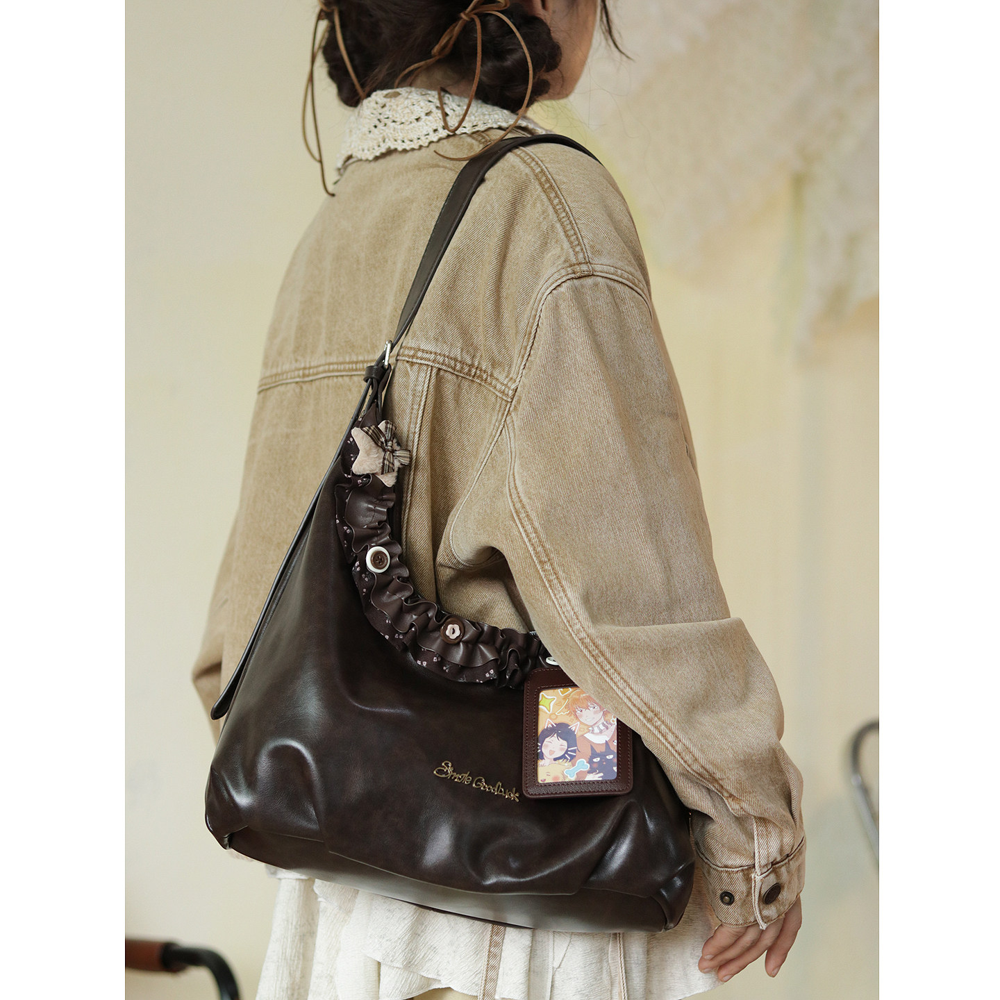 Original Design Textured Versatile Tote Bag For College Students, Large Capacity Commuter Shoulder Bag, Lightweight Crossbody Bag - Thumbnail 4