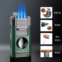 Cigar V-cut lighter integrated five-in-one multi-functional portable zinc alloy with drill and needle as a gift to a friend